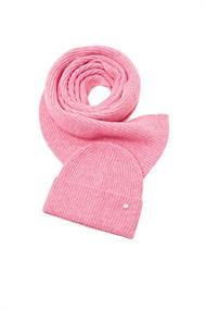 Set: Beanie und Schal in Rippstrick-Optik pink fuchsia