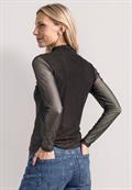 Shirt aus Mesh mit gerafftem Turtle Neck black coffee