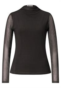 Shirt aus Mesh mit gerafftem Turtle Neck black coffee