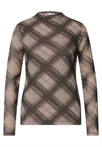 Shirt aus Mesh mit gerafftem Turtle Neck sanded amber