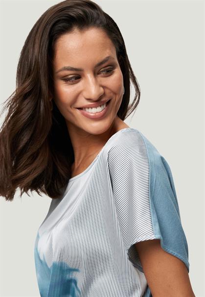 Shirt gestreift mit Druck patch creamblue