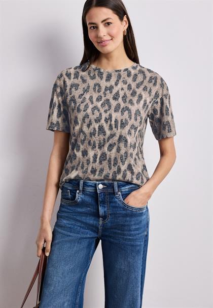 Shirt im Ausbrenner-Look mit Print timeless beige