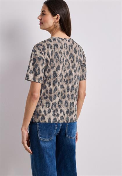 Shirt im Ausbrenner-Look mit Print timeless beige
