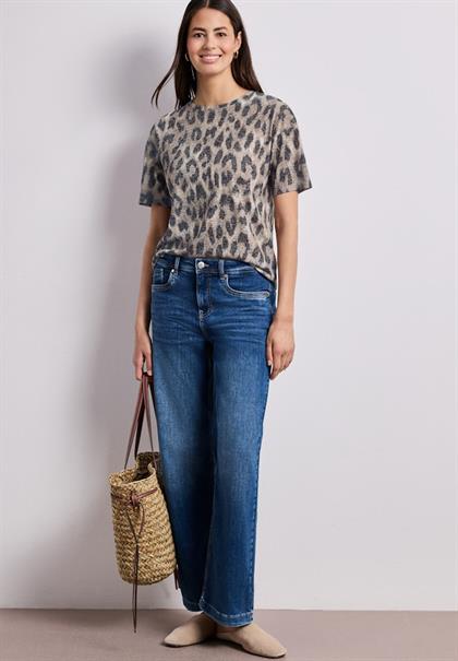 Shirt im Ausbrenner-Look mit Print timeless beige