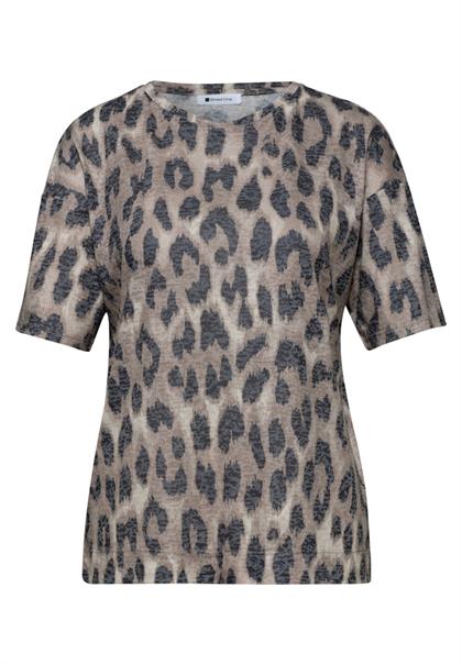 Shirt im Ausbrenner-Look mit Print timeless beige
