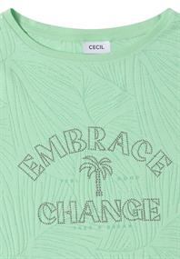 Shirt im Ausbrenner-Look mit Wording juicy lime