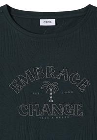Shirt im Ausbrenner-Look mit Wording palm breeze green
