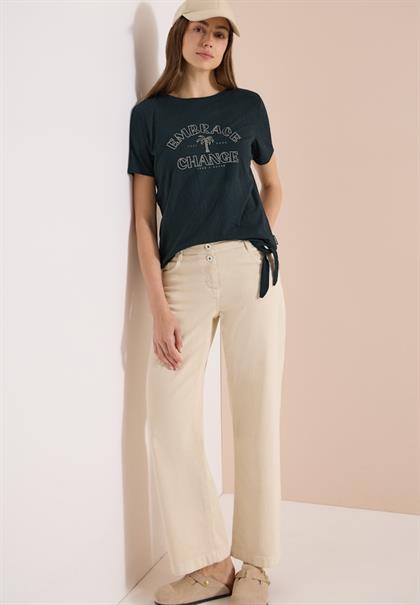 Shirt im Ausbrenner-Look mit Wording palm breeze green