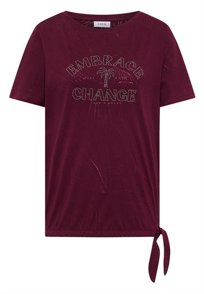 Shirt im Ausbrenner-Look mit Wording sweet grape red