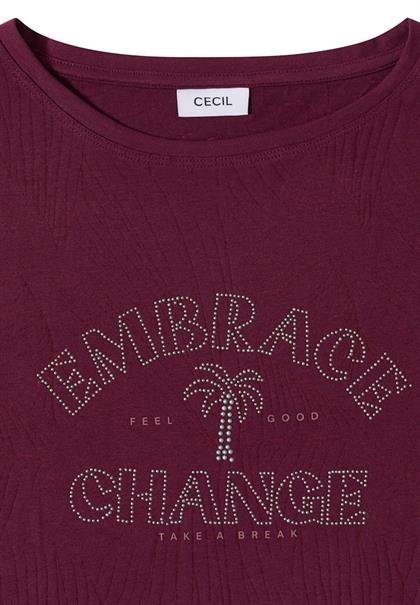 Shirt im Ausbrenner-Look mit Wording sweet grape red
