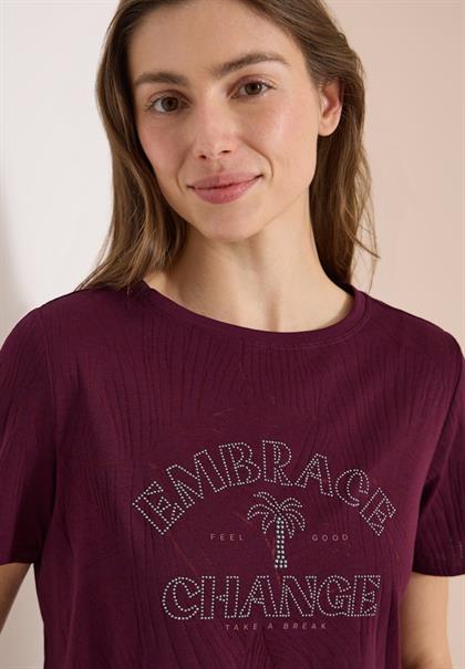 Shirt im Ausbrenner-Look mit Wording sweet grape red