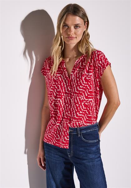 Shirt im Blusen-Look glory red