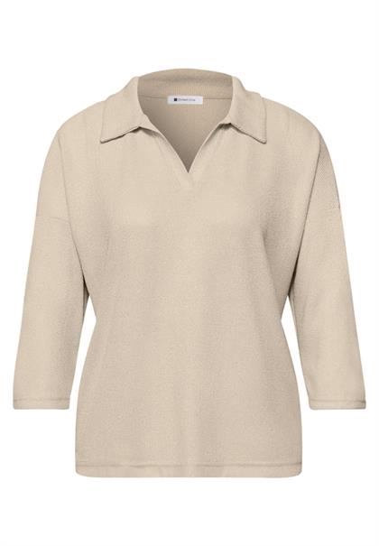 Shirt in Unifarbe cotton beige
