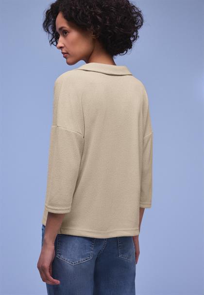 Shirt in Unifarbe cotton beige