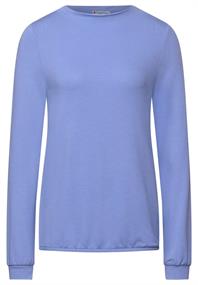Shirt in Unifarbe shiny blue melange