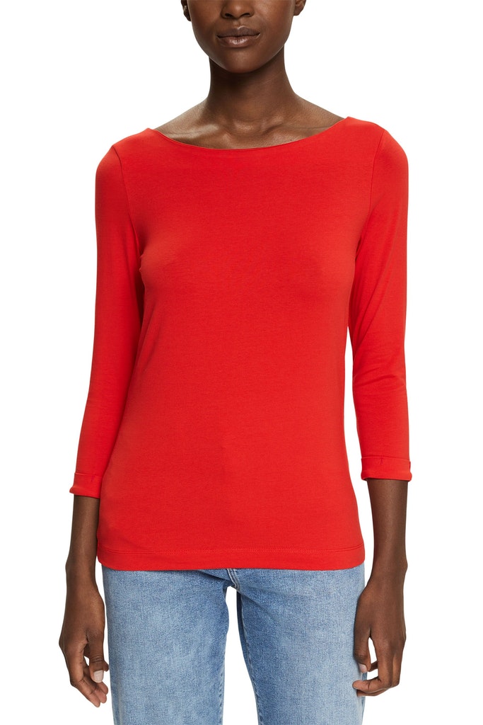 Esprit Damen Longsleeve Shirt mit 3/4-Ärmeln orange red bequem online  kaufen bei