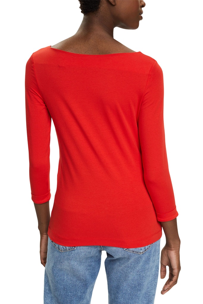 Esprit Damen bequem bei kaufen Longsleeve 3/4-Ärmeln Shirt mit online red orange