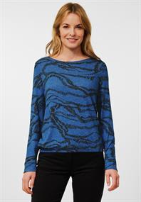 Shirt mit Allover Print mid blue melange