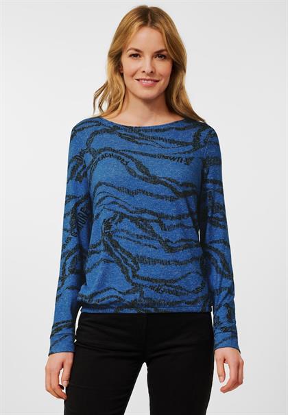 Shirt mit Allover Print mid blue melange