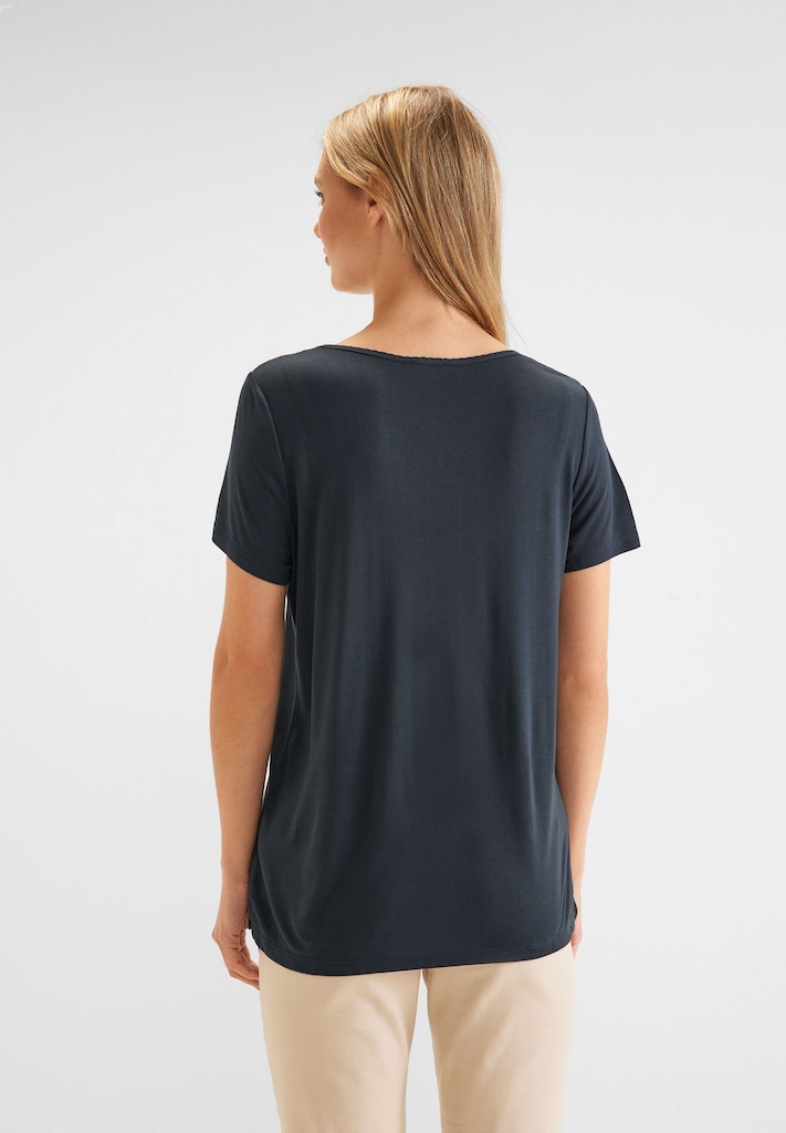 Street One Damen T-Shirt Shirt mit Dekosaum lagoon green bequem online  kaufen bei