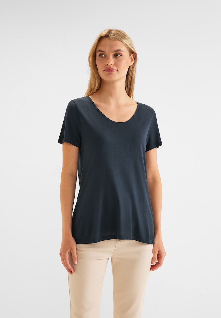 Street One Damen T-Shirt Shirt mit Dekosaum lagoon green bequem online  kaufen bei