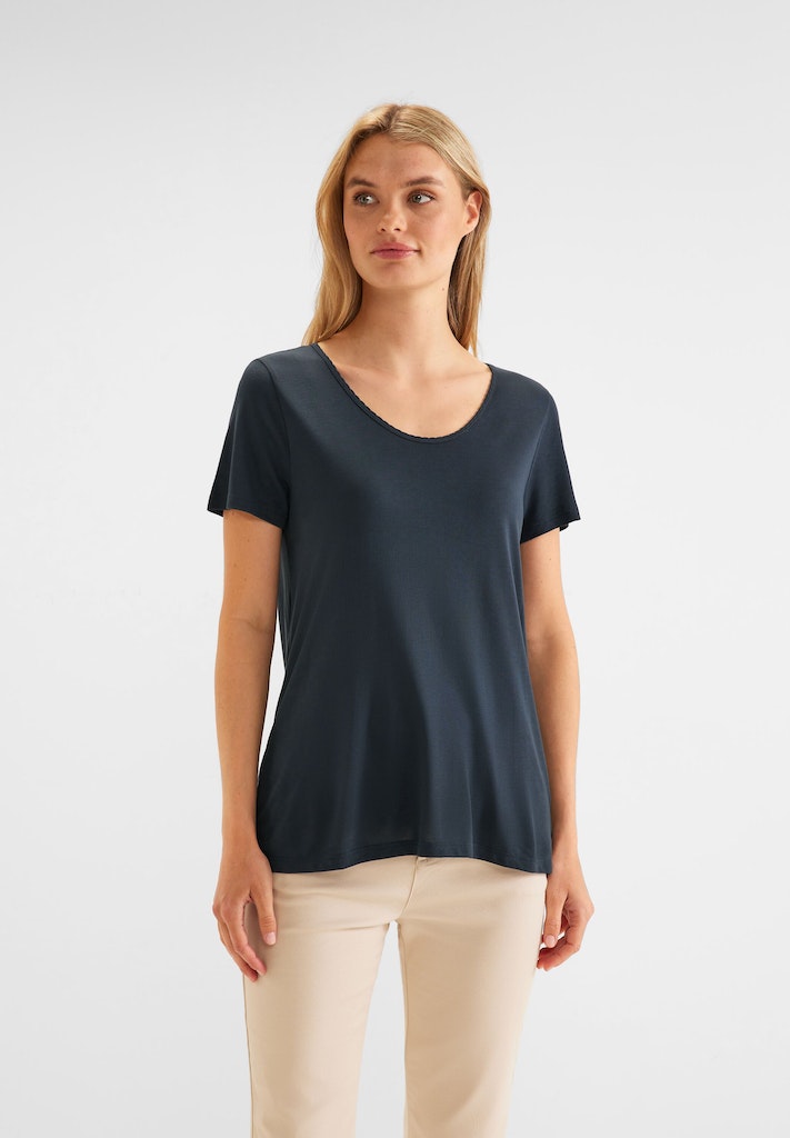 Street One Damen T-Shirt green mit bei kaufen Shirt lagoon Dekosaum bequem online