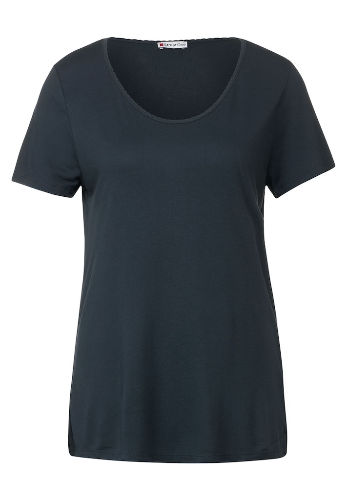 Street One Damen T-Shirt Shirt mit Dekosaum lagoon green bequem online  kaufen bei