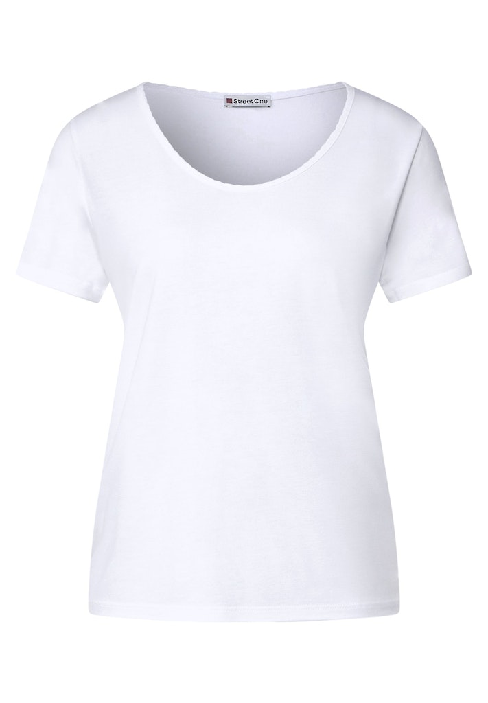 Street One Damen T-Shirt bei Shirt online lagoon kaufen green bequem Dekosaum mit