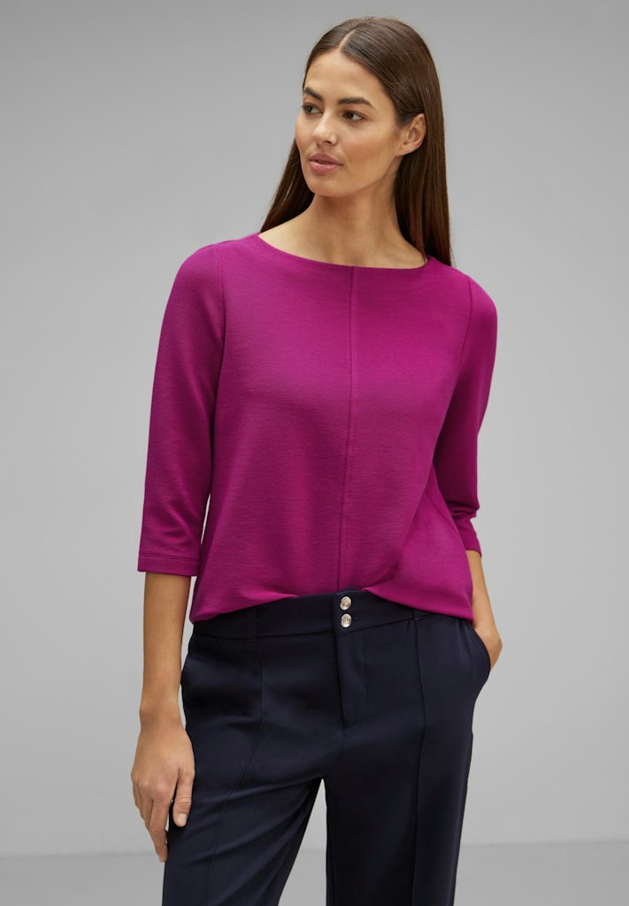 Street One Damen Longsleeve Shirt mit feiner Struktur bright cozy pink  bequem online kaufen bei