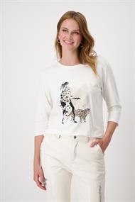 Shirt mit Frauenprint und Strass off-white