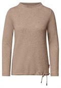 Shirt mit Funnel Neck und Waffelstruktur creamy mocha melange
