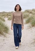 Shirt mit Funnel Neck und Waffelstruktur creamy mocha melange