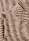 Shirt mit Funnel Neck und Waffelstruktur creamy mocha melange