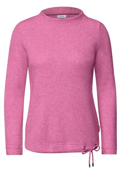 Shirt mit Funnel Neck und Waffelstruktur pink flash melange