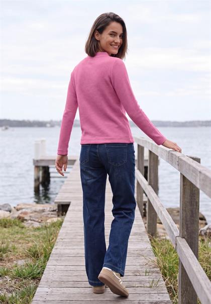 Shirt mit Funnel Neck und Waffelstruktur pink flash melange
