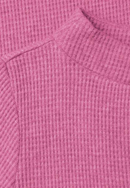 Shirt mit Funnel Neck und Waffelstruktur pink flash melange