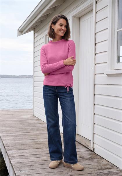 Shirt mit Funnel Neck und Waffelstruktur pink flash melange
