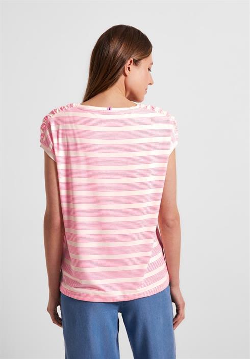 Cecil Damen T-Shirt Shirt mit geraffter Schulter deep blue bequem online  kaufen bei