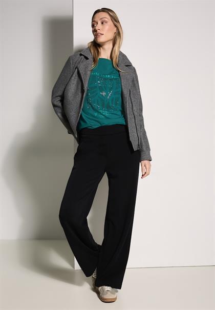 Shirt mit Glitzer-Motiv petrol green