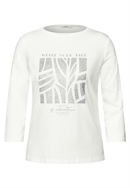 Shirt mit Glitzer-Motiv vanilla white