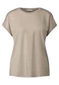 Shirt mit Glitzerstreifen morning beige