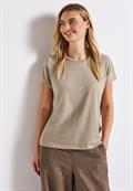 Shirt mit Glitzerstreifen morning beige