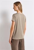 Shirt mit Glitzerstreifen morning beige