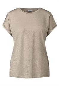 Shirt mit Glitzerstreifen morning beige