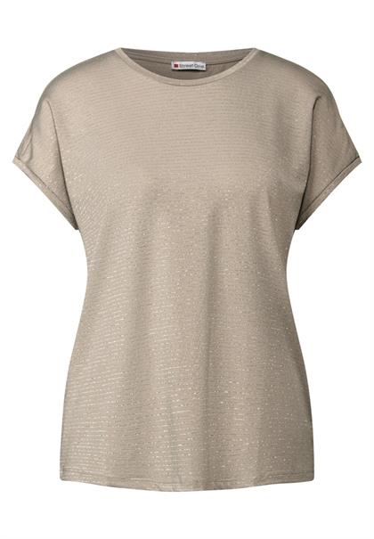 Shirt mit Glitzerstreifen morning beige