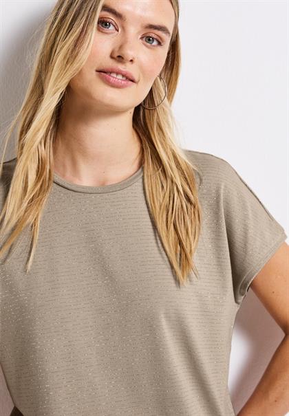 Shirt mit Glitzerstreifen morning beige