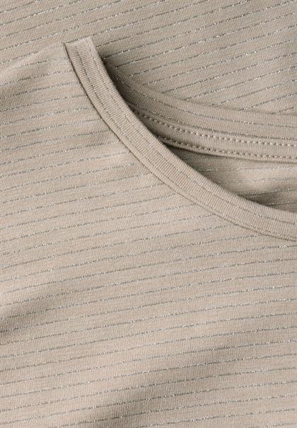 Shirt mit Glitzerstreifen morning beige