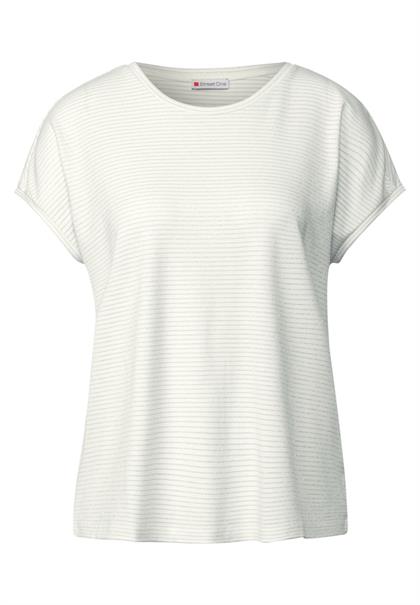 Shirt mit Glitzerstreifen off white