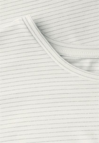 Shirt mit Glitzerstreifen off white