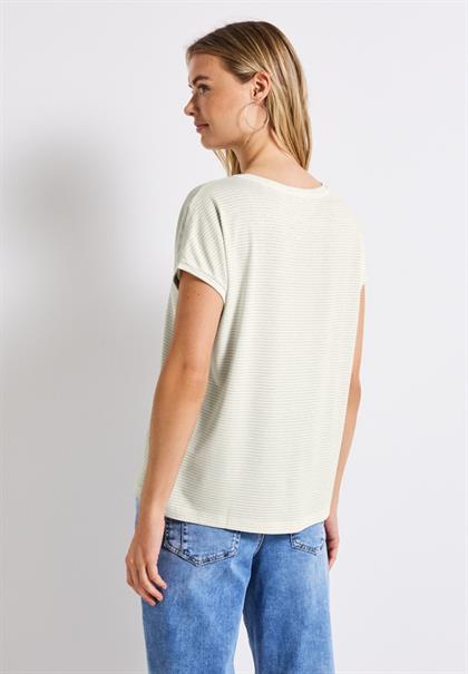Shirt mit Glitzerstreifen off white